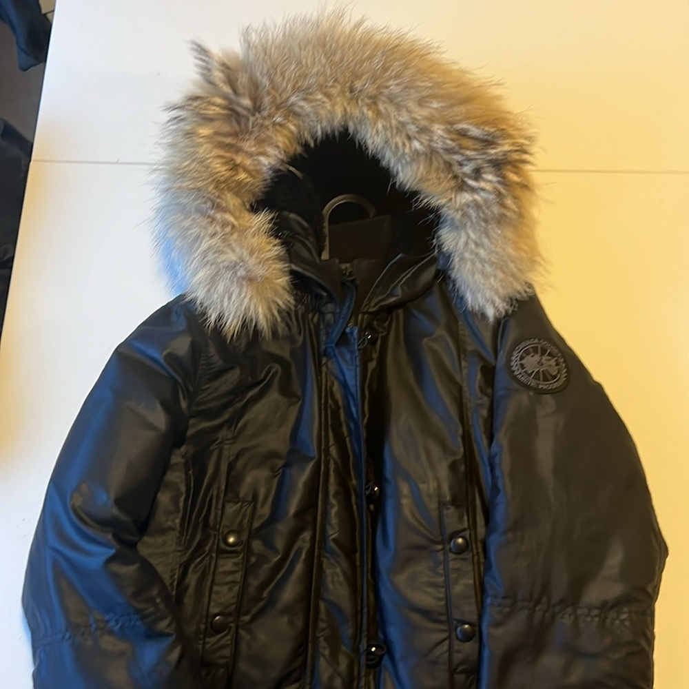 Canada Goose winter jacket. Super warm, very feminine fit, can tighten waist.
